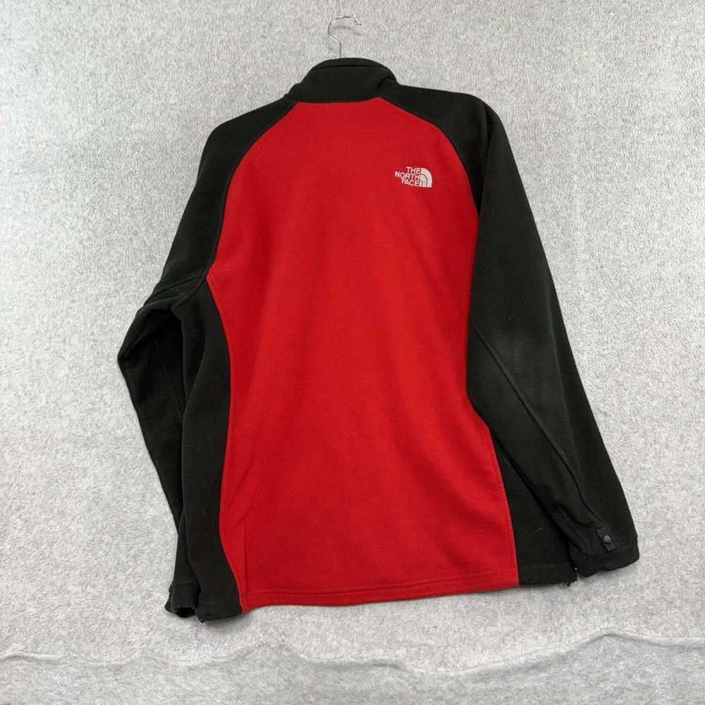 The North Face Jacket Men Large Red Black Fleece Coat Full Zip Fleece Colorblock